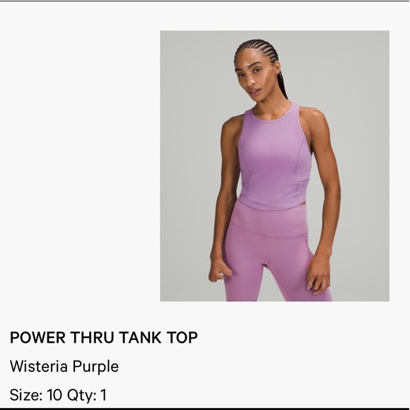 Lululemon Power Thru Tank Top Wisteria Purple - Picture 2 of 5